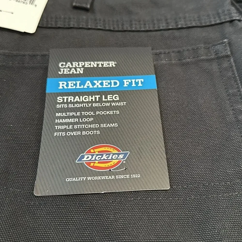 Dickies Men's Relaxed Fit Straight-Leg Carpenter Jean Black NEW with tag - Picture 6 of 7